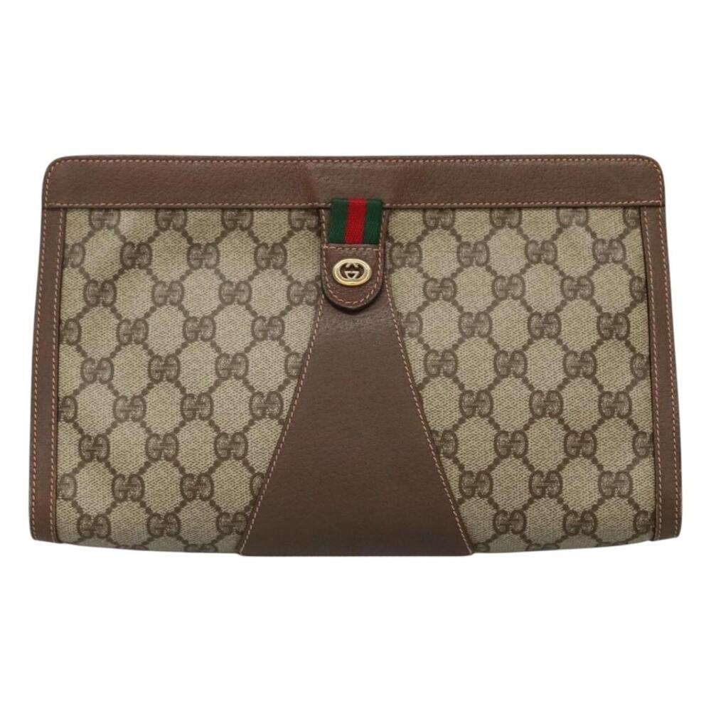 Gucci GG Supreme Web Clutch Bag Beige